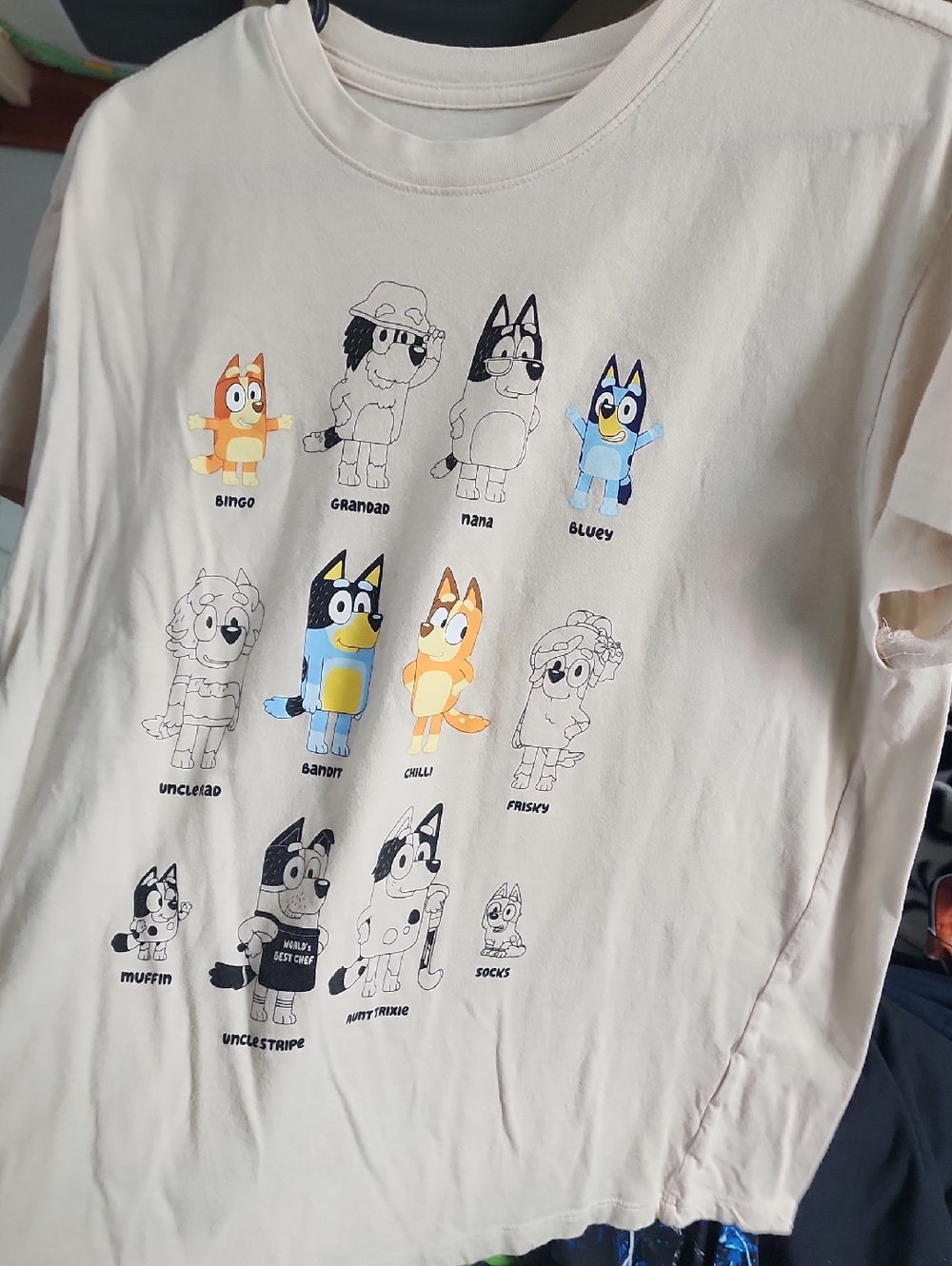 Women’s Short Sleeve Tee with Cartoon Character Print - Cream